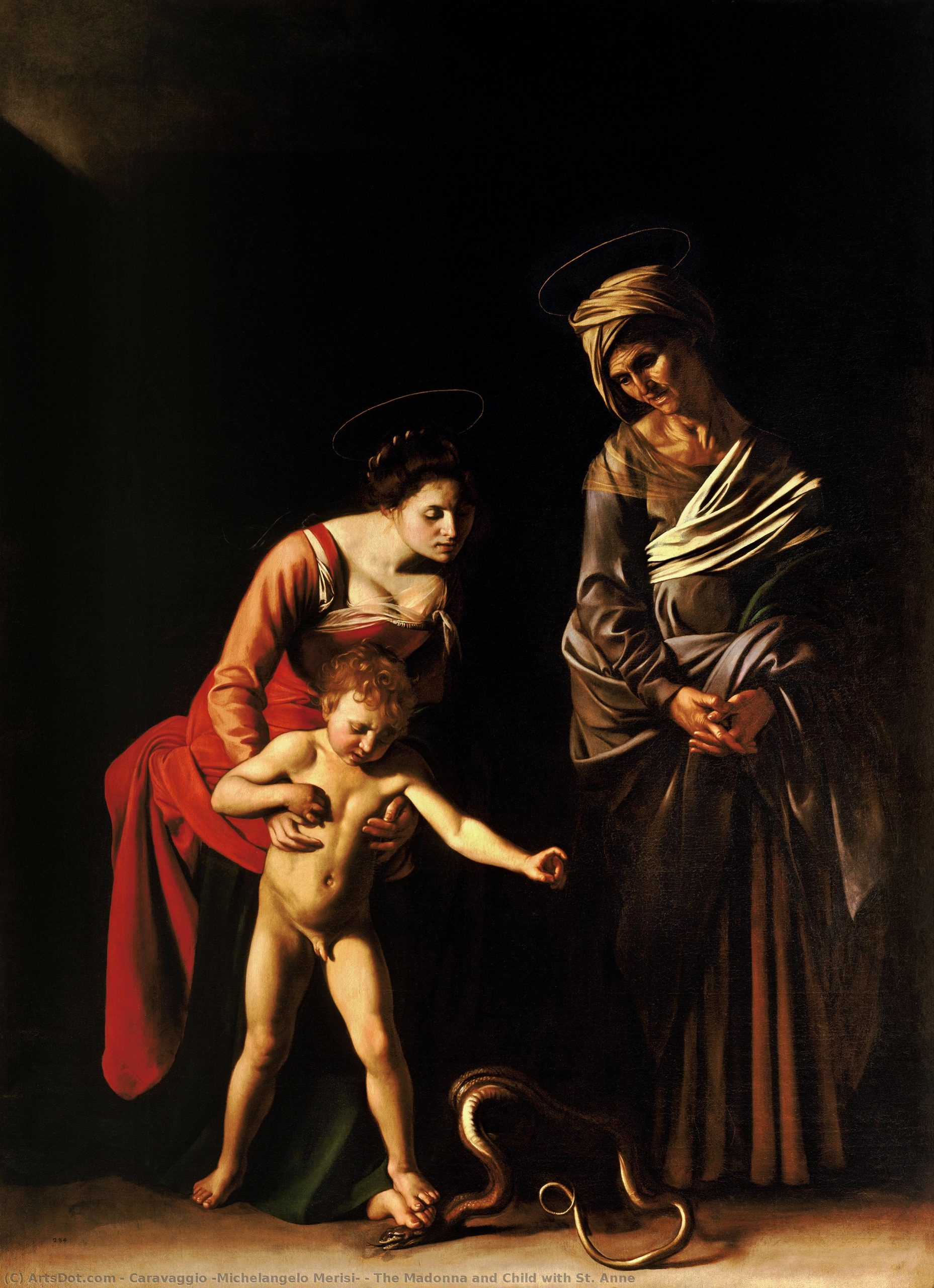 Caravaggio michelangelo merisi the madonna and child with st. anne
