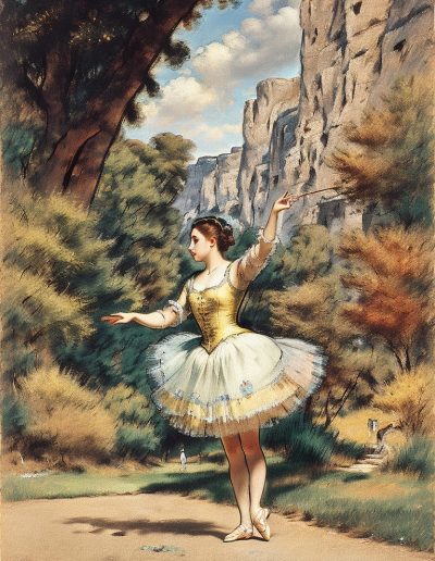 Leonardo Signature a woman dancing a ballet in a park by Edgar 0