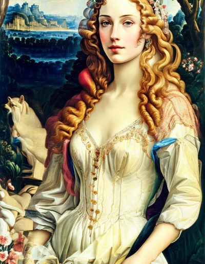 Leonardo Signature a woman in a park by Sandro Botticelli 0