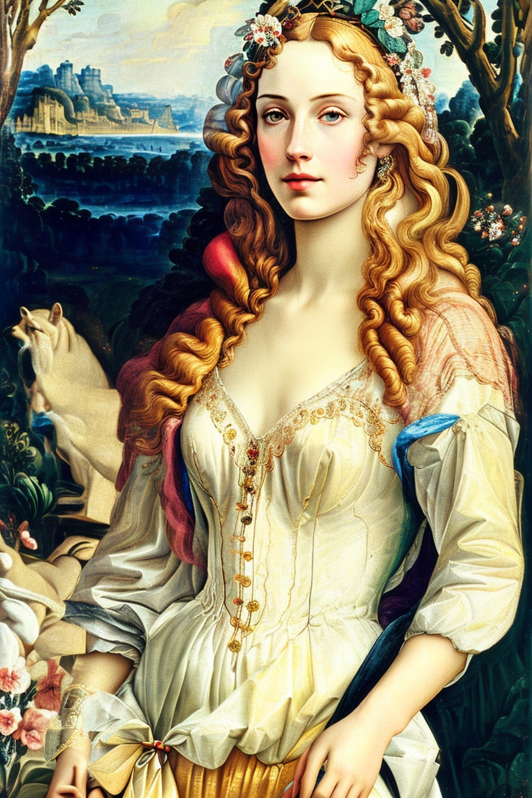 Leonardo Signature a woman in a park by Sandro Botticelli 0