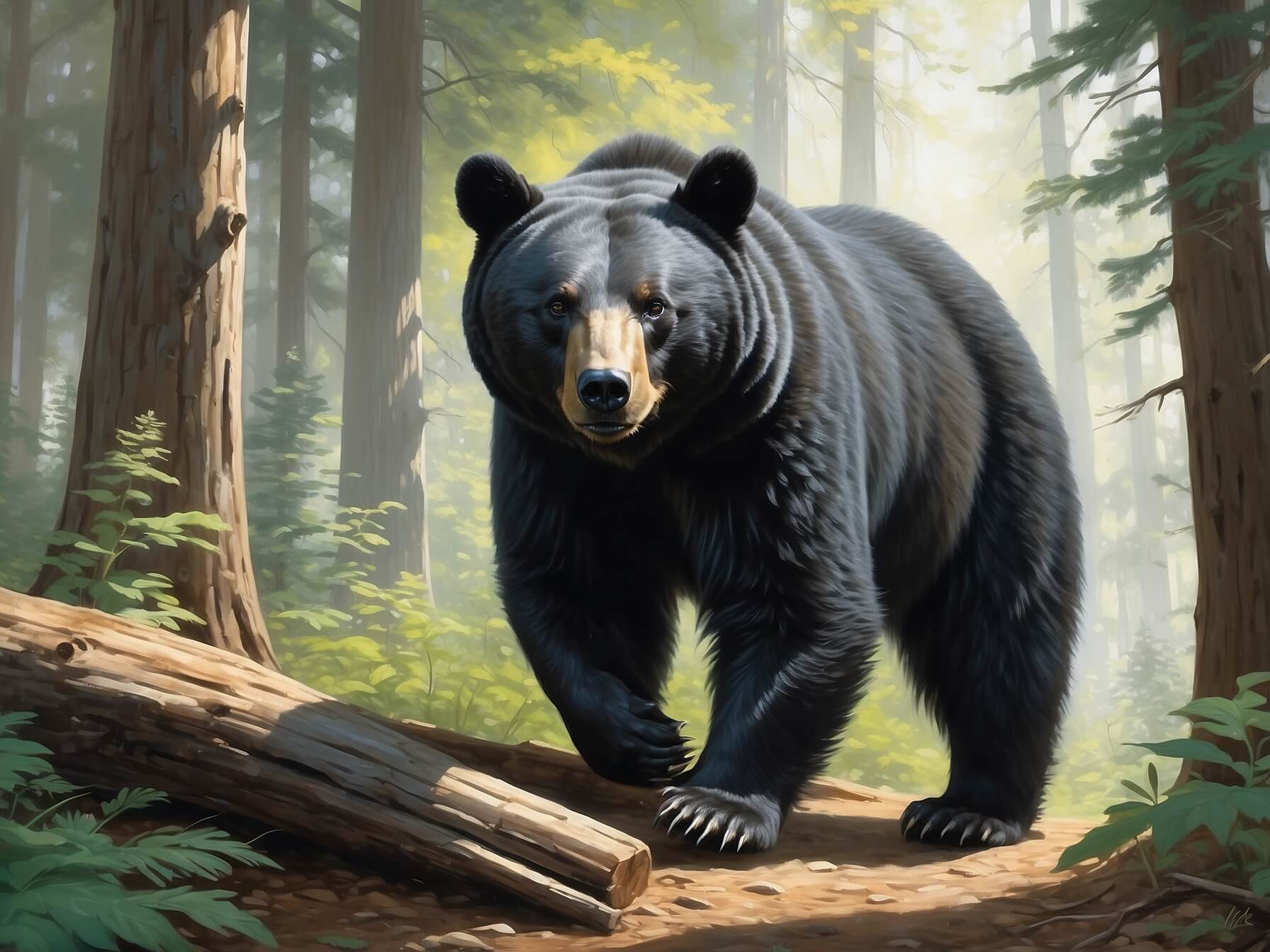 Art by Alex Ross AlbedoBase XL Illustrate an American black bear walking throug 3