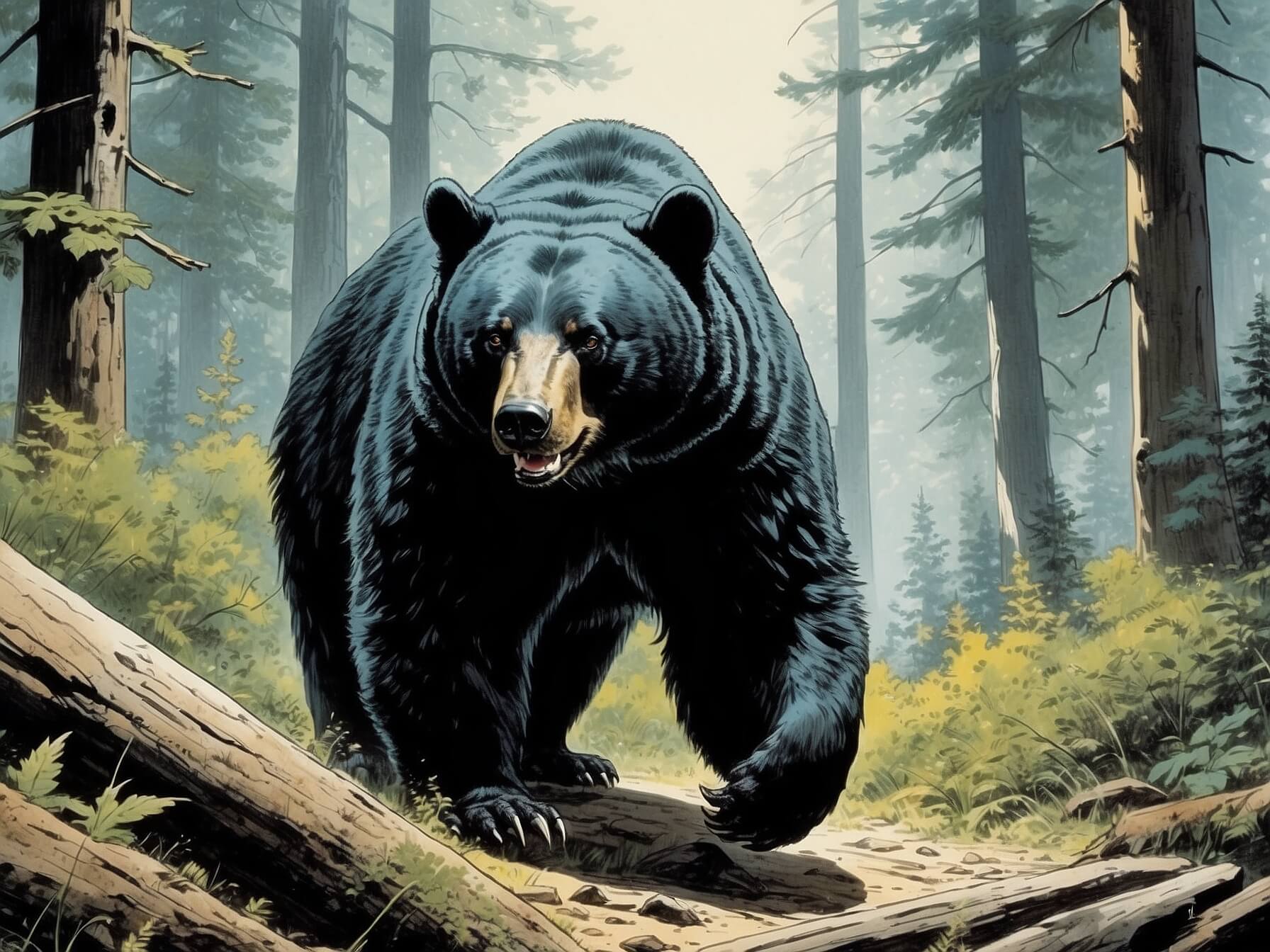 Art by Joe Kubert AlbedoBase XL Illustrate an American black bear walking throug 0 (1)