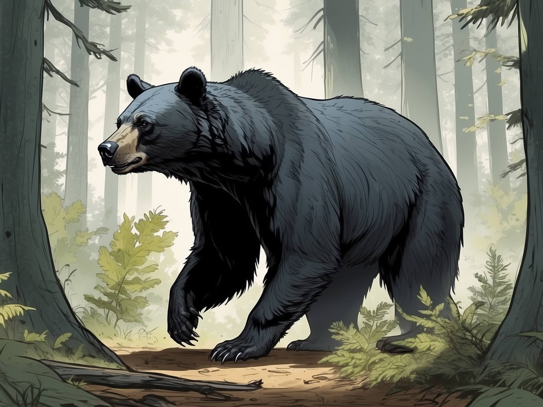 Art by Todd McFarlane AlbedoBase XL Illustrate an American black bear walking throug 3