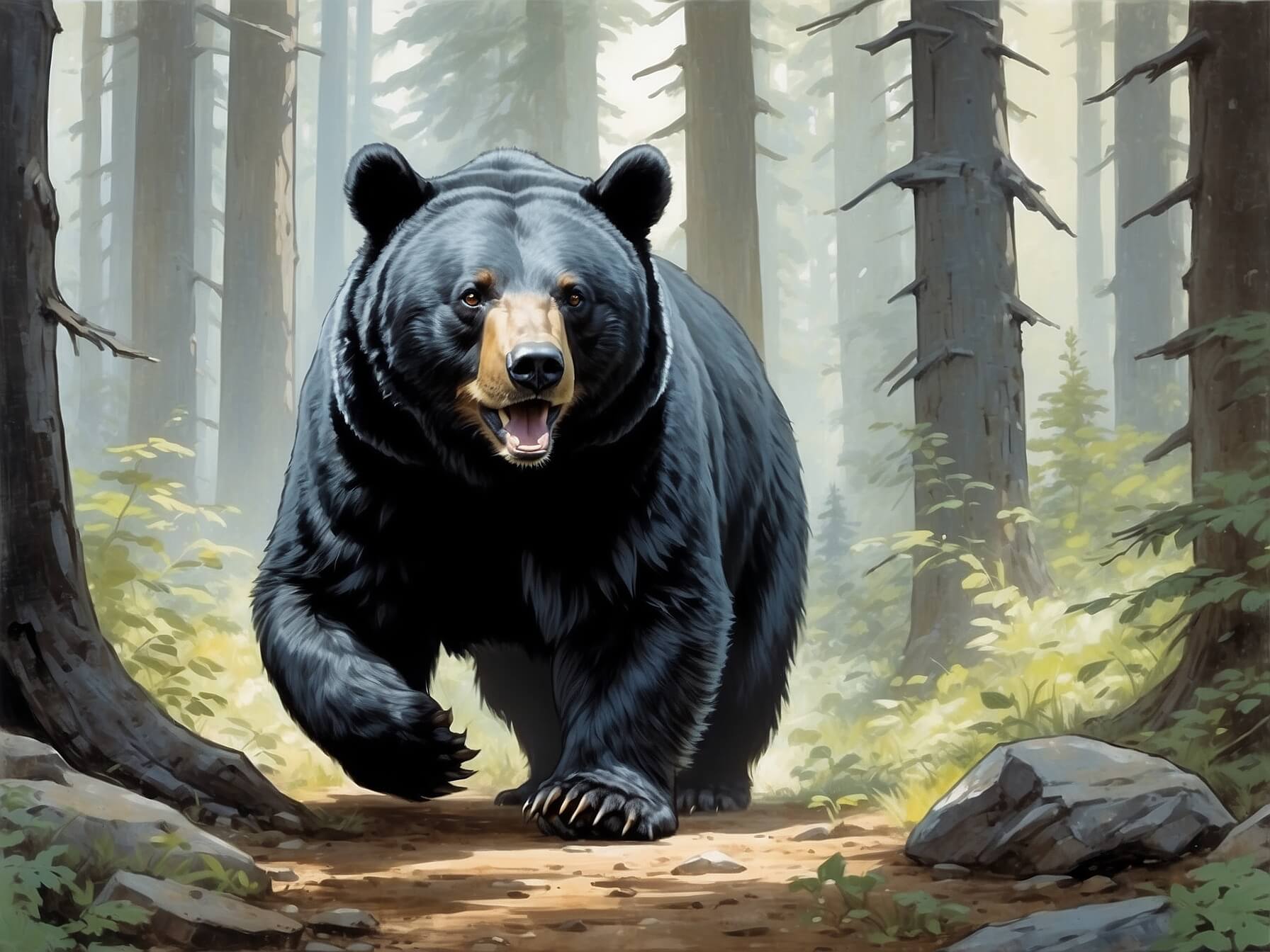 Art by Walt Simonson AlbedoBase XL Illustrate an American black bear walking throug 1 (1)